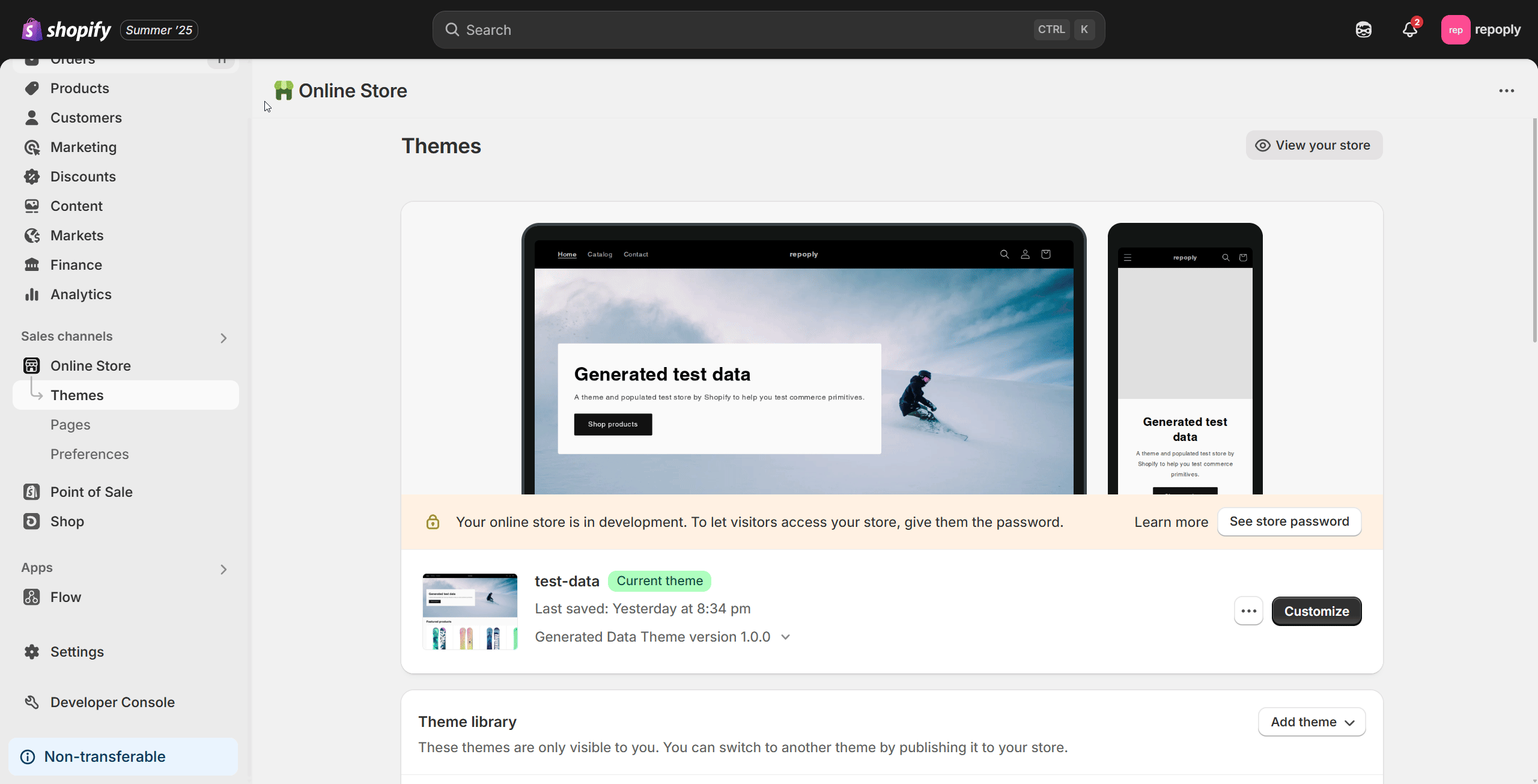 Repoply dashboard overview